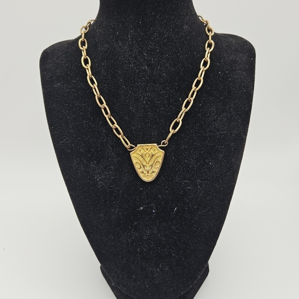 Allsaints gold tone pendant choker necklace